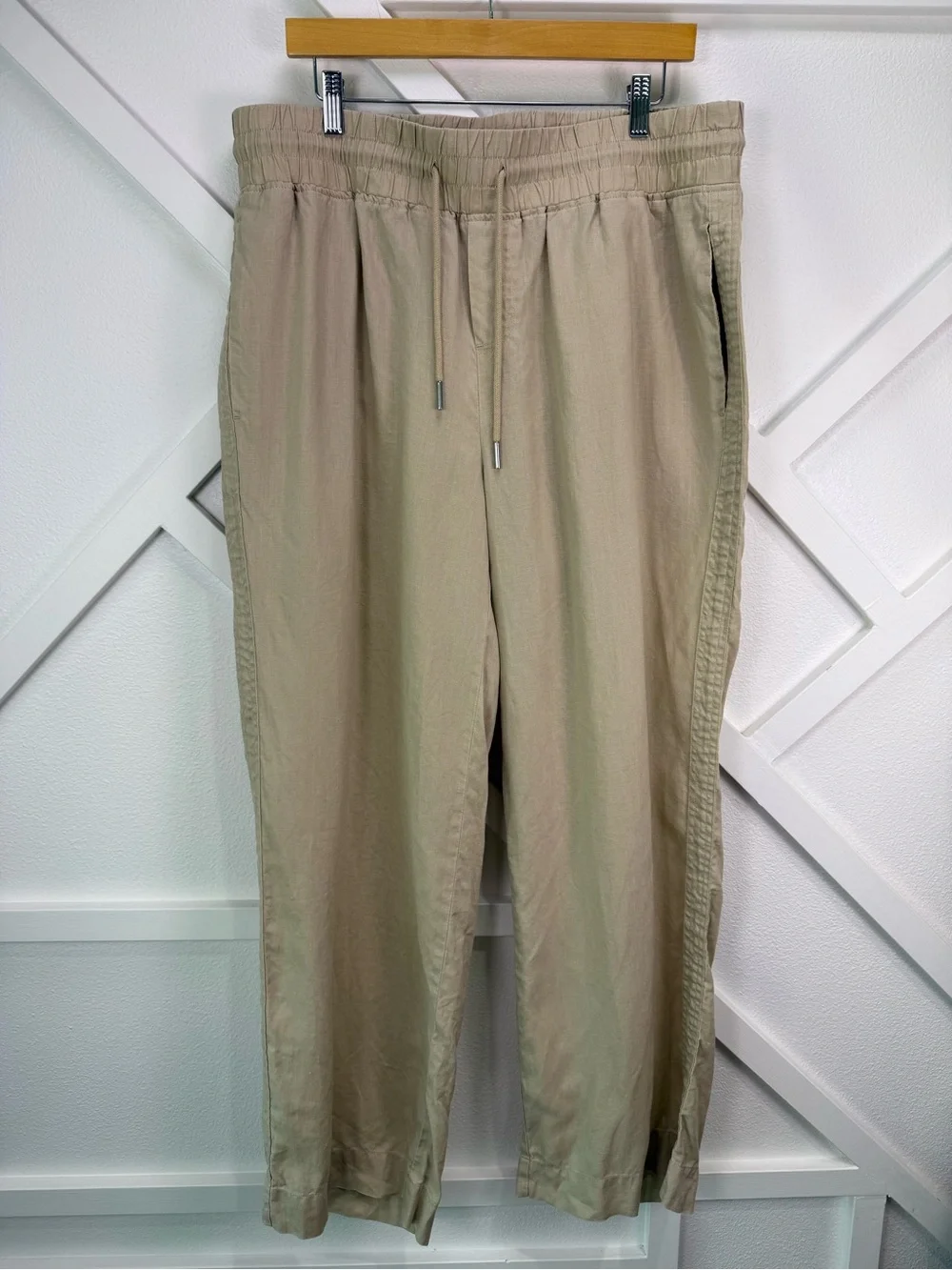 Quince 100% European Linen Wide Leg Pants Tan Size XL